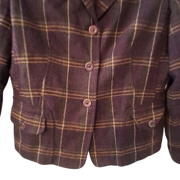 Talbots blazer womens 16 vintage USA 100% wool plaid - Picture 4 of 5